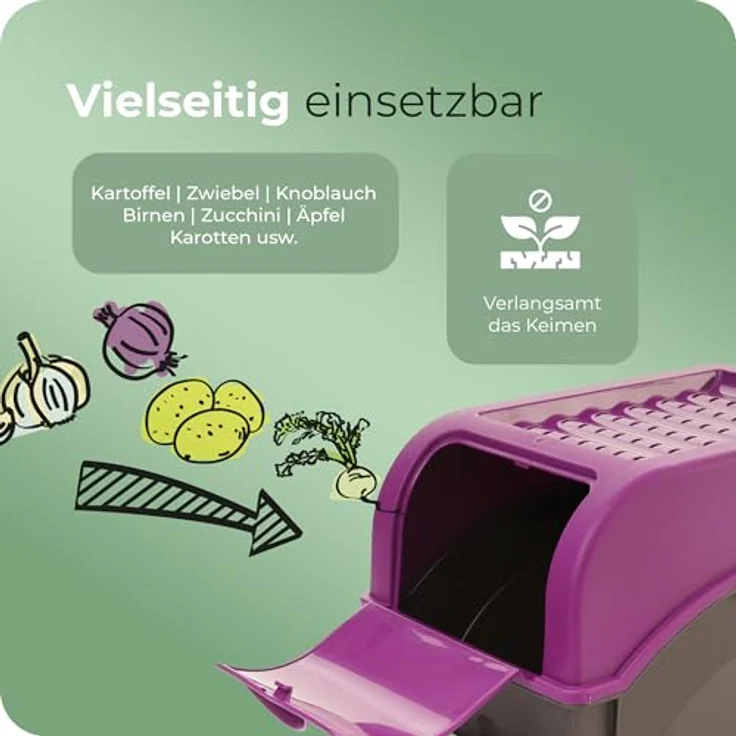 Novaliv Kartoffel Aufbewahrungsbox | 2X mit 5L | LILA | Luftzirkulation für frische Kartoffeln | Stapelbar und lichtundurchlässig – Bild 4