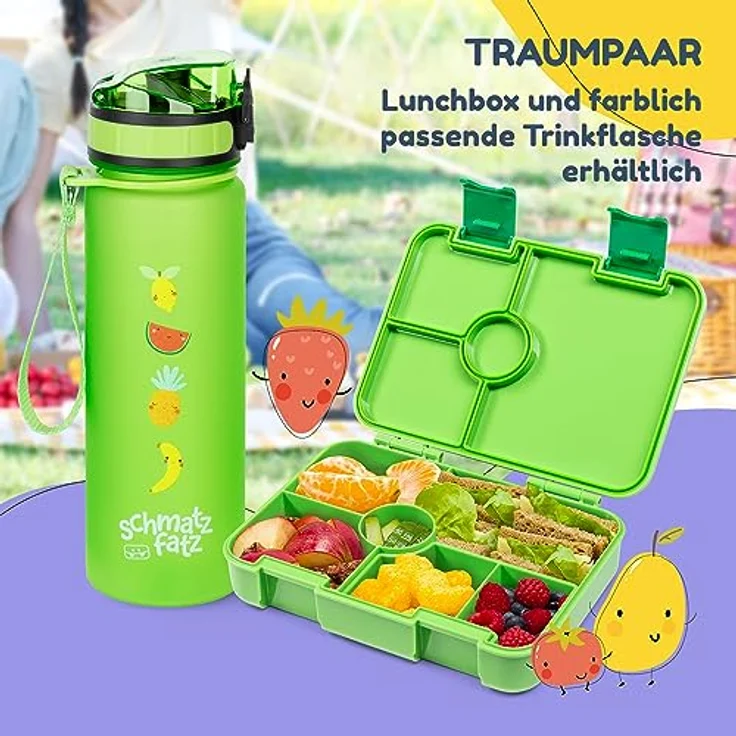 schmatzfatz by Lite Lunchbox 6 Fächer 20,8 x 4,5 x 15 cm (BxHxT) BPA-frei extra leichtes Tritan Grün – Bild 7