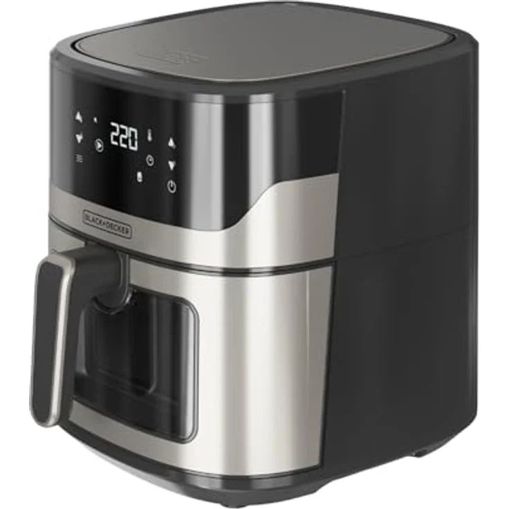 Black+Decker BXAF8000E Heißluftfritteuse, 2000W, 8L, Dual-Heizung, 8 Programme, Touchscreen, PFOA/BPA-frei, Sichtfenster, Defrost & Dehydrate – Bild 1