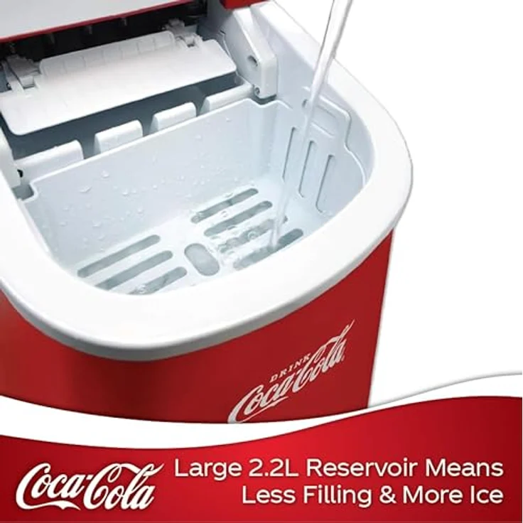 Salco Coca-Cola Eiswürfelmaschine SEB-14CC, Rot, Eiswürfel in 8-13 Minuten, mit Flaschenöffner COCA-COLA – Bild 2