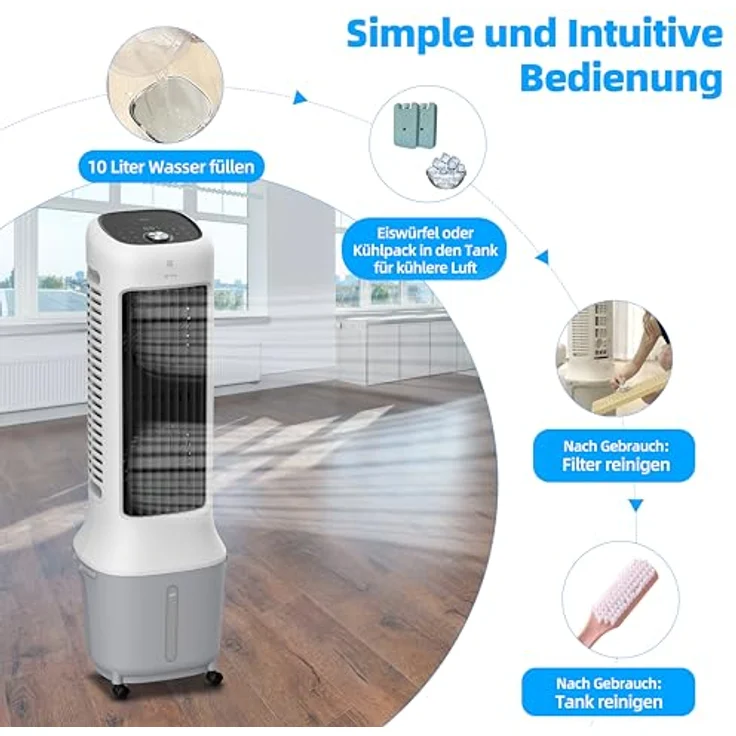 Be Cool BC10ACP2501W, Silent Luftkühler mit 10 Liter Tank und 24 Windstufen, Ventilator – Bild 4