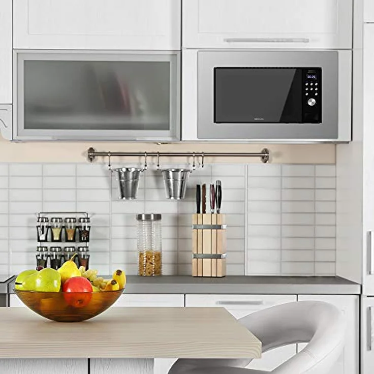 Cecotec Mikrowelle mit Grill, Einbaugerät, 700 Watt, 20 Liter Garraum, grau, Edelstahl – Bild 3