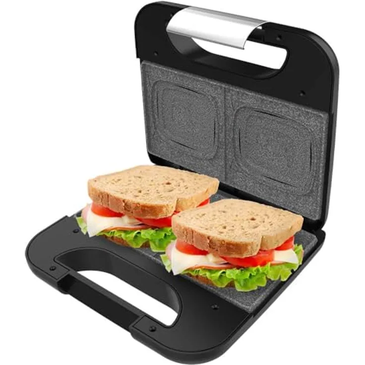 Cecotec Sandwichmaker Rock'nToast Square +, 800W, quadratische Platten, RockStone Steinbeschichtung, Edelstahl, PFOA-frei