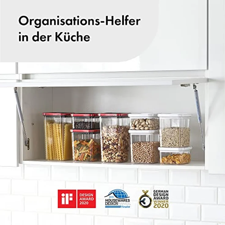 Neoflam® Vorratsdosen mit Einhanddrehverschluss, luftdicht, BPA-frei, schwarz/rot 4-teiliges Set – Bild 5