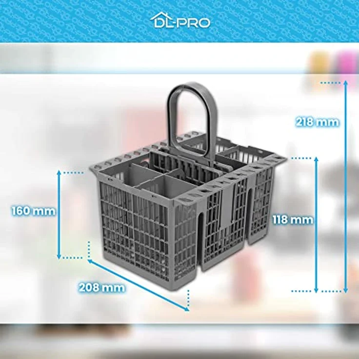 DL-pro Besteckkorb Spülmaschine Universal 20,8x16cm, robustes Design für optimale Besteckreinigung, passend für Whirlpool, Bauknecht, Indesit und Hotpoint – Bild 2