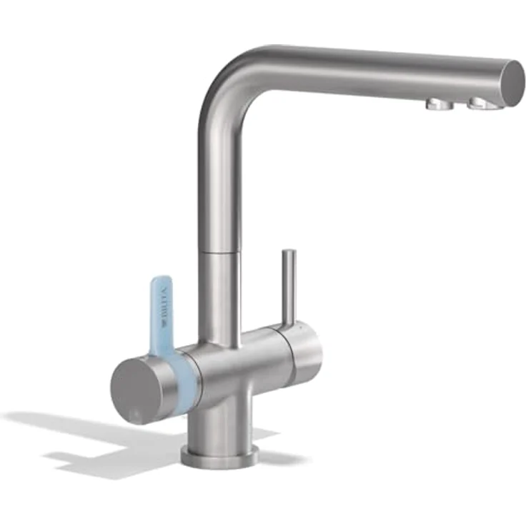 BRITA 3-Wege-Küchenarmatur (Edelstahl, eckig) mit BRITA P 1000 Wasserfilter - Wasserfilterarmatur für gefiltertes und ungefiltertes Wasser – Bild 1