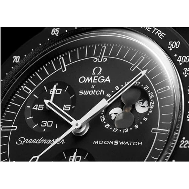 Swatch Chronograph Swatch x Omega Moonswatch Mission to the Moonphase "Snoopy" New Moon, Schwarz Bioceramic, VELCRO Armband, Mondphasenfunktion - Preisvergleich – Bild 4