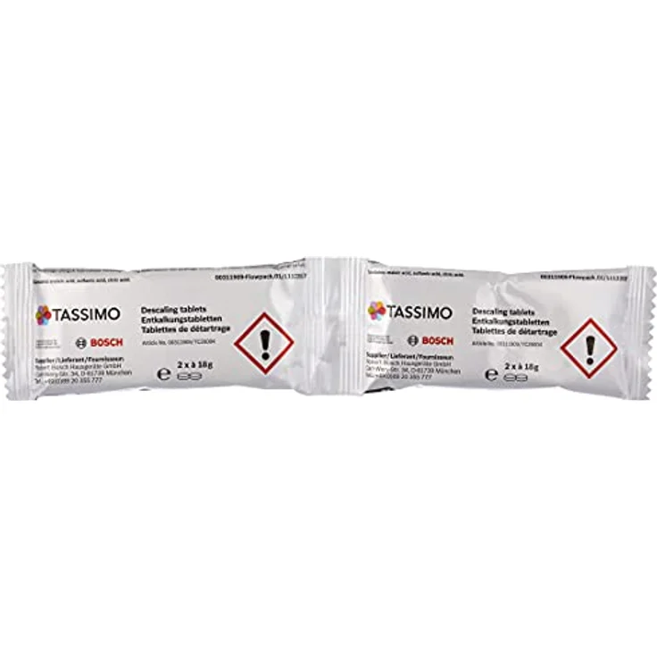 Bosch Hausgeräte Entkalkungstabletten TCZ6004, längere Haltbarkeit, entfernt Kalkablagerungen, schützt vor Korrosion, passend für alle Tassimo Kapselmaschinen, 2 (2 x 18 g) , 4 Stück (1er Pack) – Bild 3