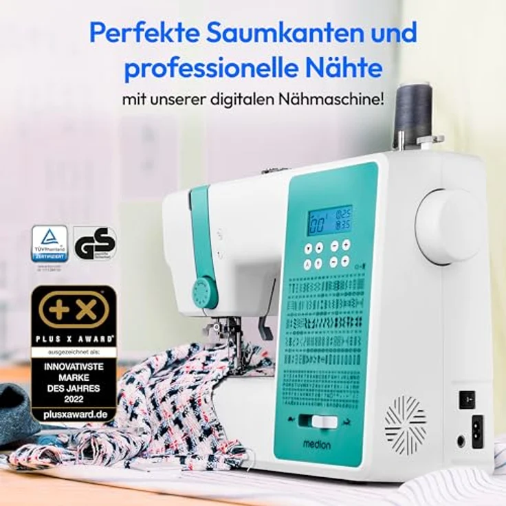 Medion® Computer-Nähmaschine MD 11881, 270 Stichmuster, 1-Schritt Knopfloch, 8 Programme, Doppelnadelfunktion, Automatischer Einfädler, Geschwindigkeitsregler – Bild 2