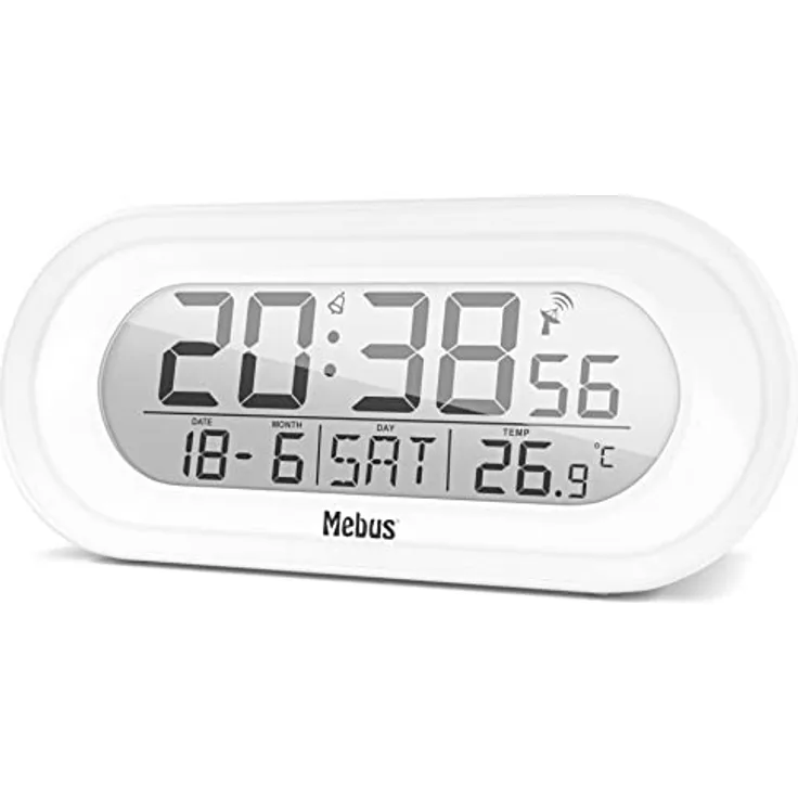 Mebus Funkwecker 25808, Funkwecker mit präziser Zeiteinstellung, schwarz