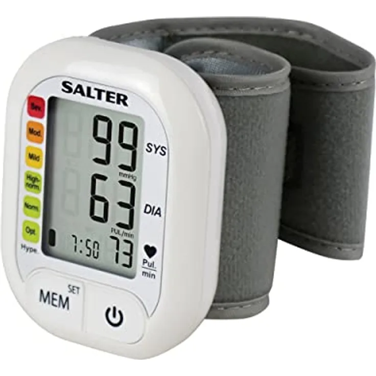 Salter BPW-9101-EU Automatische Digitales Handgelenk-Blutdruckmessgerät - Speicher für 60 Messungen, Erkennung Enregelmäßigen Herzschlags Und Pulsfrequenz, Enthält Handgelenkmanschette 13,5-21,5cm