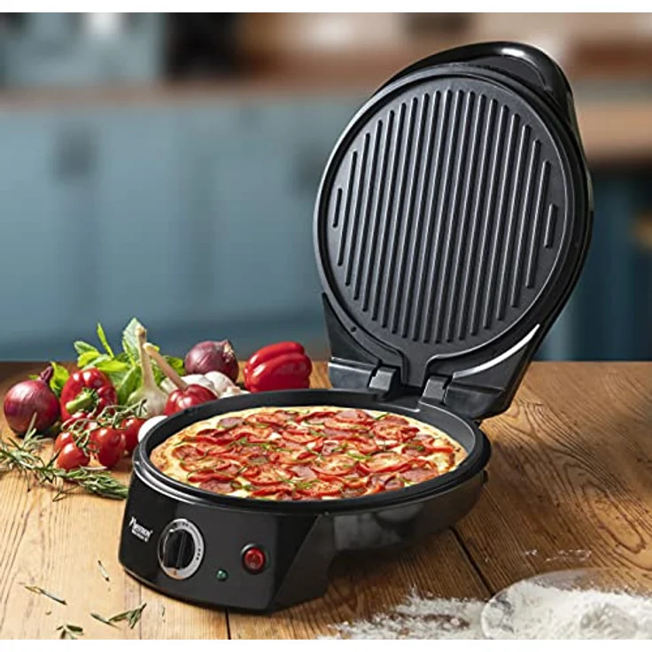 Bestron APZ400Z Pizza-Maker, 1800 Watt, max. 230 °C, Kontrolllampe, Anti-Rutsch-Füße, wärmeisolierte Griffe, schwarz – Bild 5