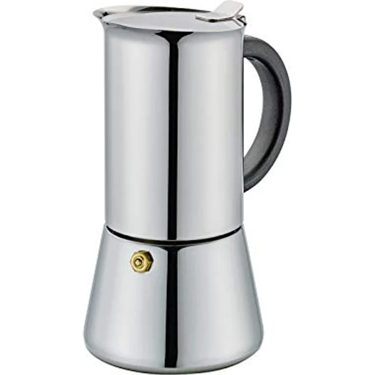 Cilio Espressokocher RIGOLETTO mit Planboden , Edelstahl , Für alle Herdarten geeignet , Ø 9 cm, Höhe 17,5 cm , Spülmaschinengeeignet , Espressokocher 4 Tassen , Camping Kaffeekocher – Bild 2