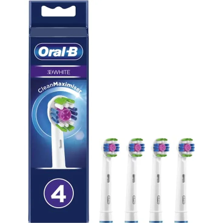 Oral-B White 3D Bürstenkopf, 4 Stück, Original Reinigungspatronen, Weiß