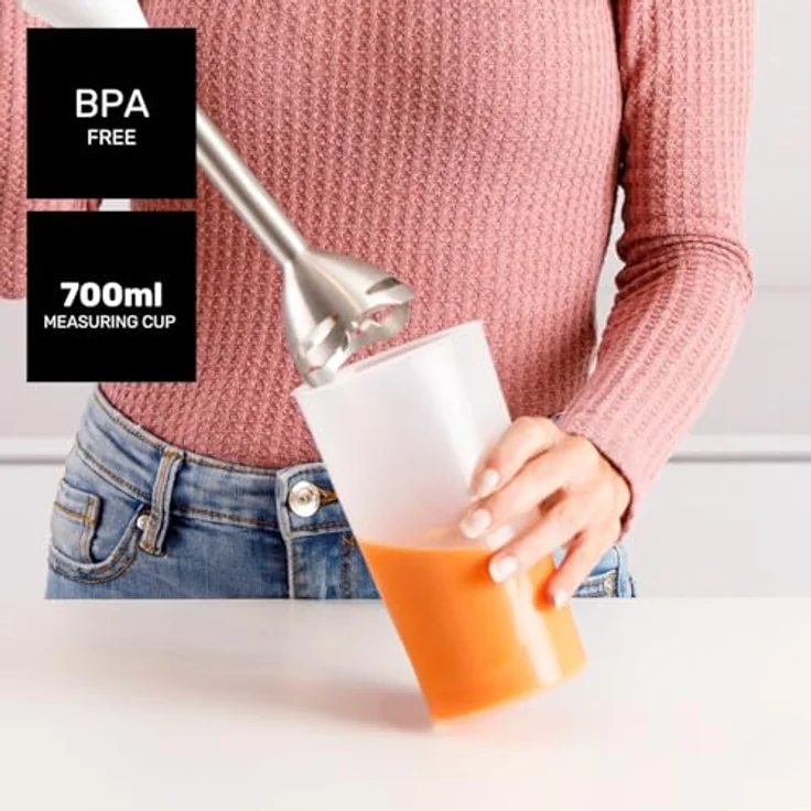 Taurus Immersionsmixer 916417000, 1200W Stabmixer mit Edelstahl-Schaft, weiß, spülmaschinenfest – Bild 6