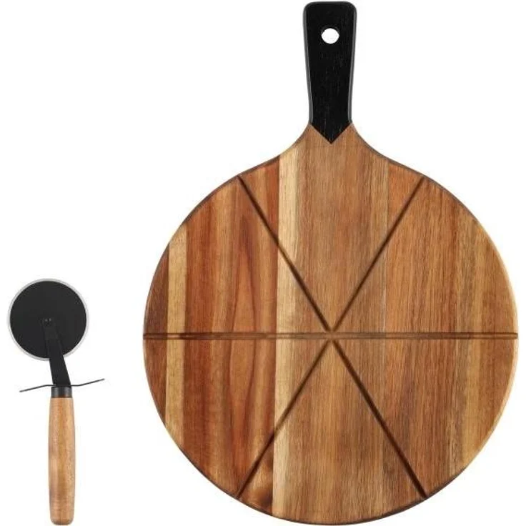 Maku Pizza Board und Cutter, Schneidebrett aus hochwertigem Material, Schwarz