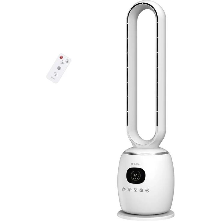 Be Cool Turmventilator 60W, rotorloser Ventilator mit 3 Geschwindigkeitsstufen, 60°-Oszillation und Fernbedienung