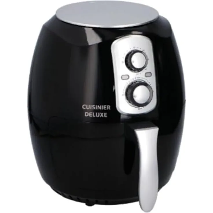 Cuisinier Deluxe Airfryer 3,6L, 1400W Heißluftfritteuse mit Temperaturregelung von 80 bis 200 °C und 60 Min Timer, spülmaschinenfreundlich, platzsparendes Design
