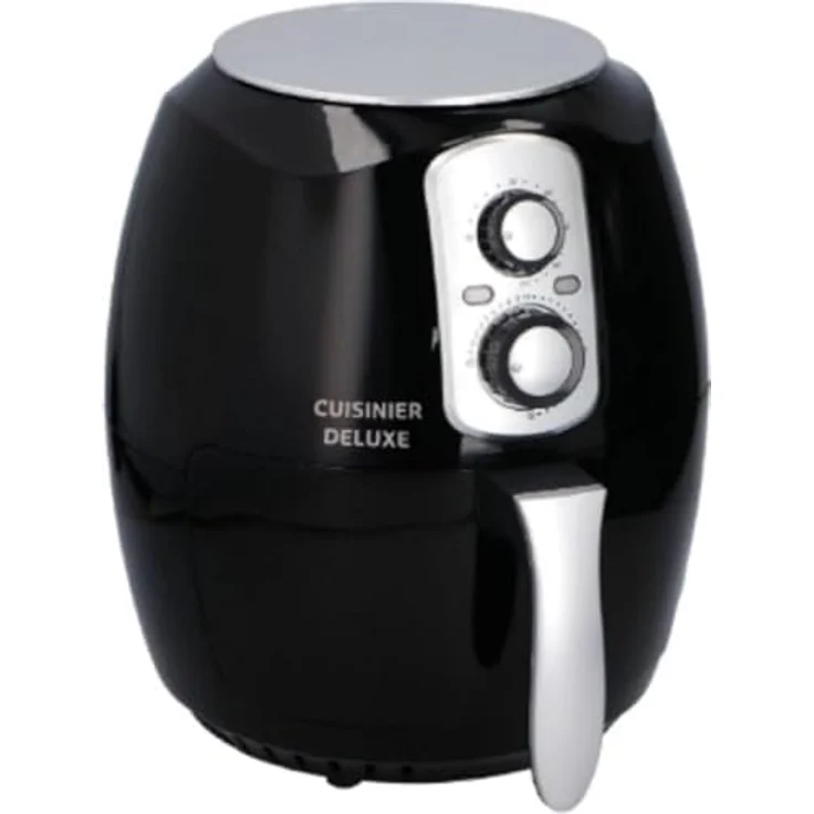 Cuisinier Deluxe Airfryer 3,6L, 1400W Heißluftfritteuse mit Temperaturregelung von 80 bis 200 °C und 60 Min Timer, spülmaschinenfreundlich, platzsparendes Design – Bild 1