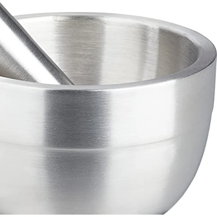 relaxdays Mörser Mörser mit Stößel Edelstahl, 200 ml Volumen, silber – Bild 6