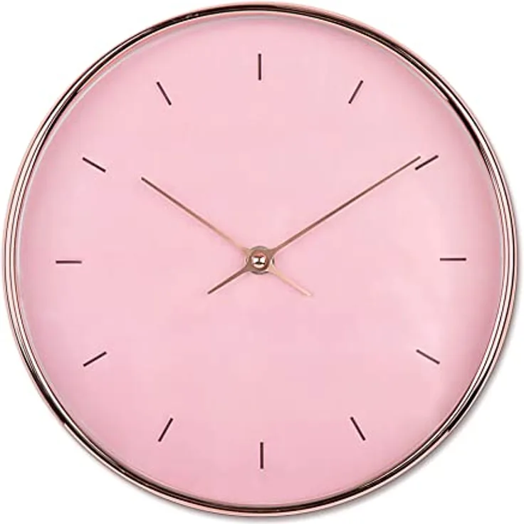 K&L Wall Art Rosa Gold Wanduhr ohne Tickgeräusche Rosegold Wanduhren modern Wohnzimmer Deko Ø 25cm für Mädchen lautloses Quarz Uhrwerk (Rosa Roségold Optik)