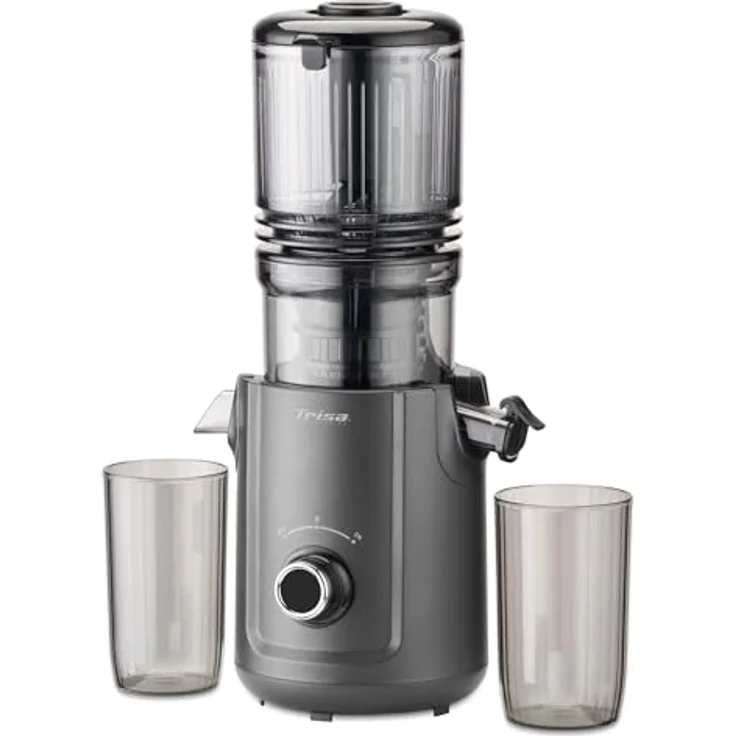 Trisa Slow Flow Juice Entsafter, 300 W mit Cold Press Technologie und extra großem Einfüllschacht, schwarz – Bild 2