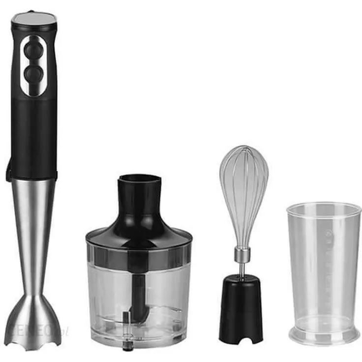 Maestro MR-567, Stabmixer mit 1000 Watt Leistung, Schwarz-Silber, inklusive Mixer-Aufsatz, Schneebesen und Zerkleinerer
