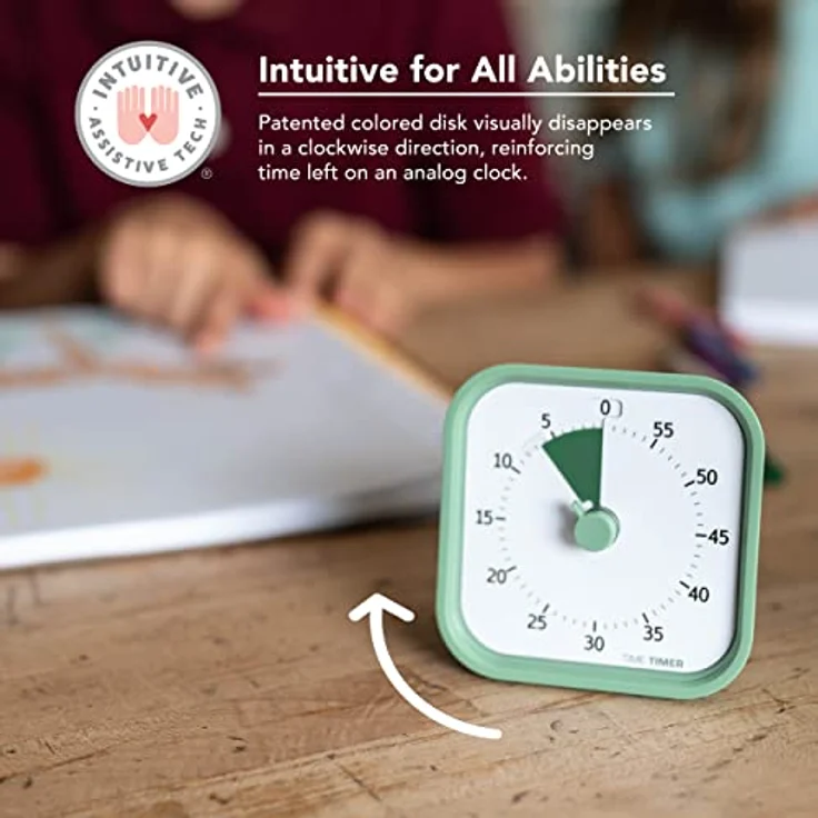 TIME TIMER Home MOD – 60-Minuten-Visual Timer für Kinder – Homeschool Supplies Study Tool, Timer für Kinderschreibtisch, Bürotisch und Meetings mit geräuschlosem Betrieb (Ferngrün), 8.8 x 8.8 x 5.2 cm – Bild 4