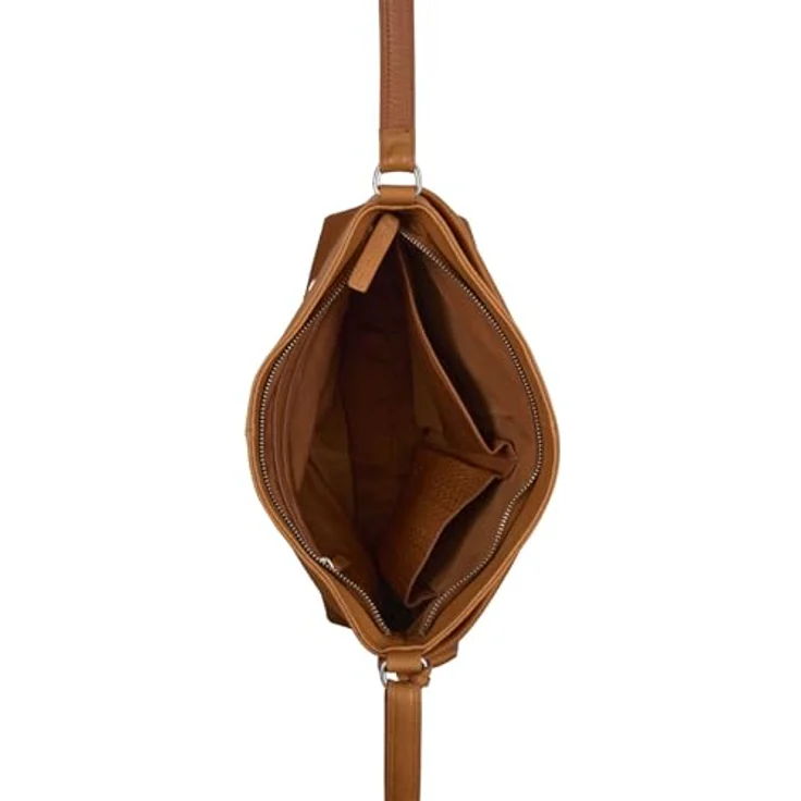 Burkely Soft Skylar, Damen-Umhängetasche aus hochwertigem Leder, Crossbody Bag in Cognac-Braun mit verstellbarem Riemen und praktischen Fächern – Bild 4