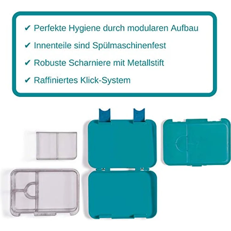 schmatzfatz junior Lunchbox 6 Fächer 21,3 x 15 x 4,5 cm (BxHxT) Petrol – Bild 4