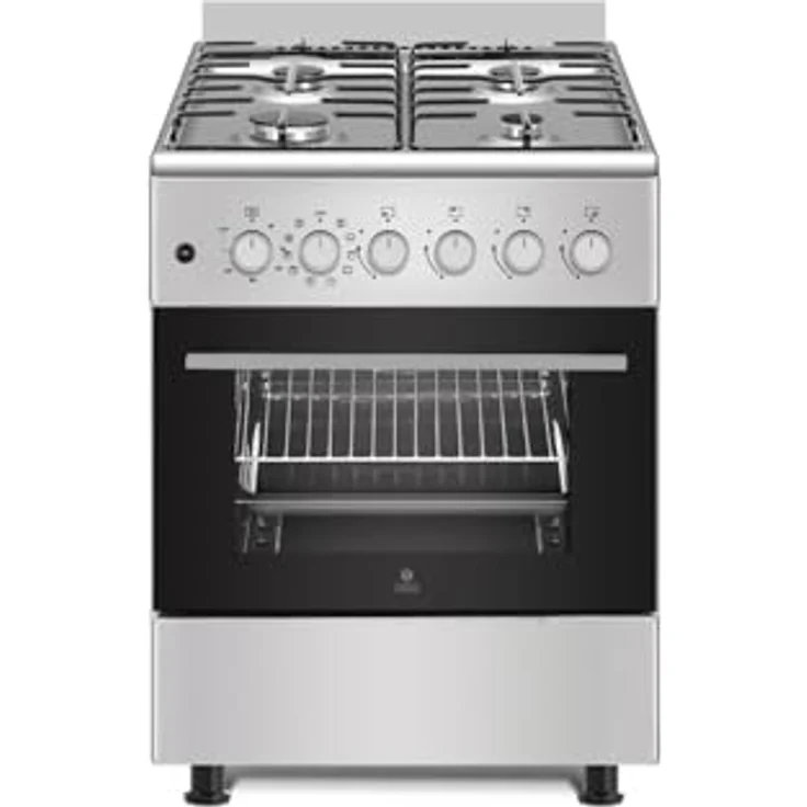 Gasline SHGE6060FGIX, Gas-Elektro Standherd mit 60 cm Gaskochfeld, Edelstahl, Umluft, Grill mit Drehspieß – Bild 1