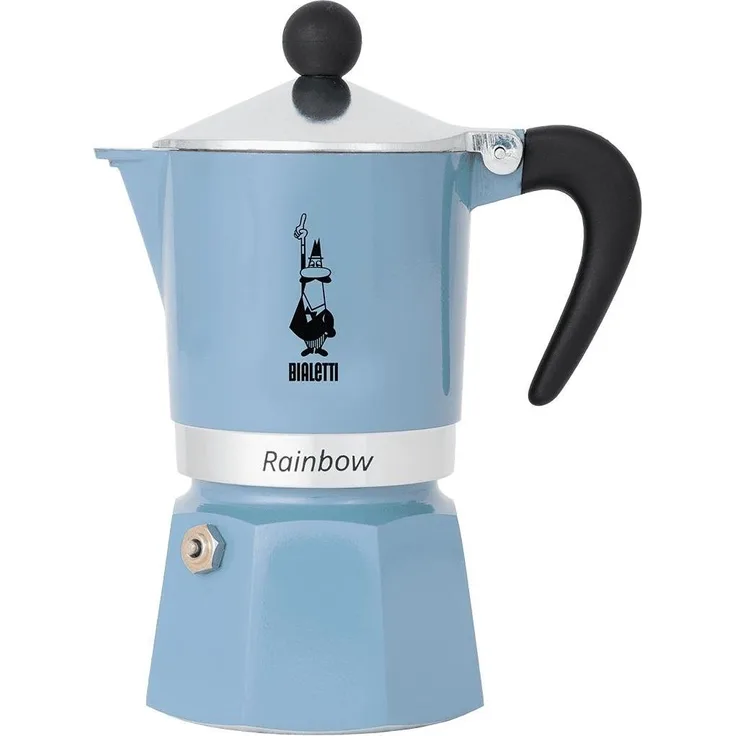 Bialetti Espressokocher Rainbow für 6 Tassen, Blau, Espressokanne