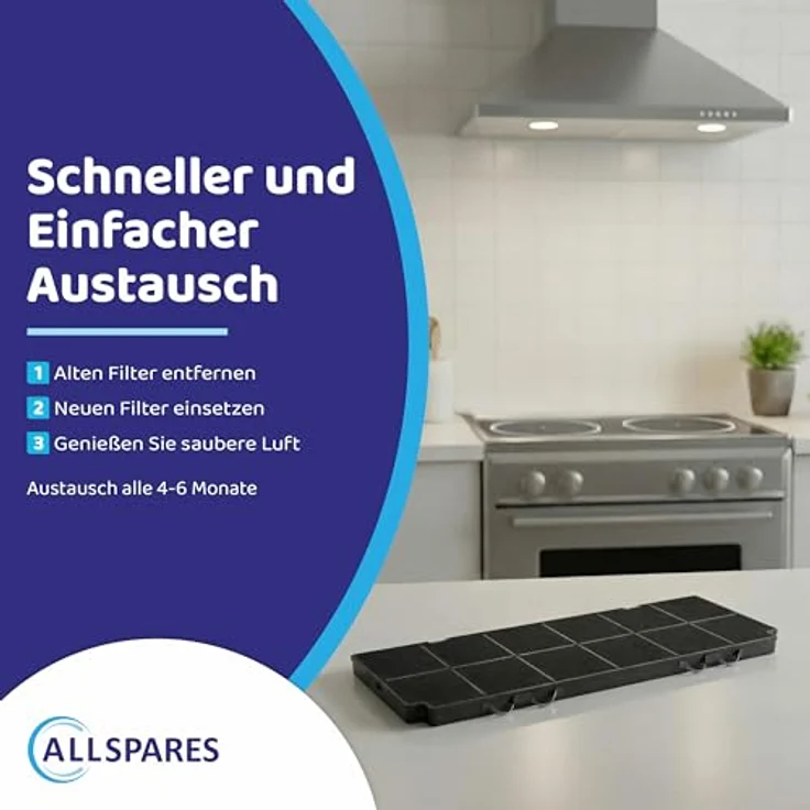 AllSpares Aktivkohlefilter für AEG MCFB71, 902980281, 9029802817, MCFB82ST | Hohe Filterqualität, 424 x 142 x 18 mm – Bild 4