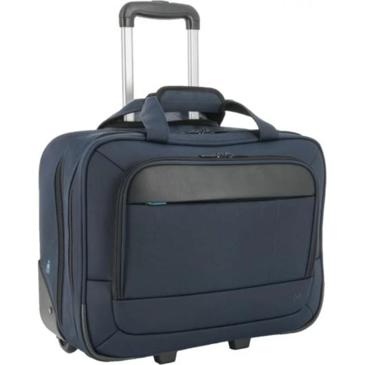 Mobilis EXECUTIVE 4 ROLLER BAG, Handgepäckkoffer für 14-17 Zoll Laptops, Blau, 19 l, leicht und umweltfreundlich aus 100 % recyceltem Polyester