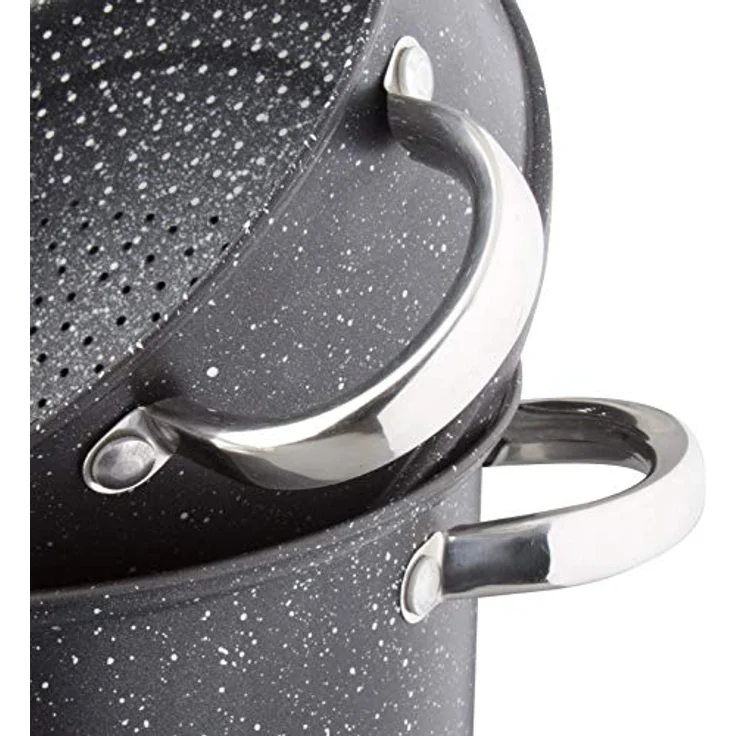 Kamberg – 0008122 – Couscoustopf/Dampfgarer/Kochtopf  (3‑in‑1) – Durchmesser 24 cm – 8 Liter – Hochwertiger Edelstahl – Für alle Herdarten, auch Induktion – Beschichtung in Steinoptik – PFOA‑frei – Bild 3