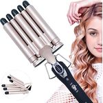 Lockenstab 5 Fässer Welleneisen für haare 25mm Lockenwickler mit Wellenstyler Turmalin Keramik Digitale Temperaturanzeige Keramikbeschichtung Lockenstäbe für Lange/kurze Haare