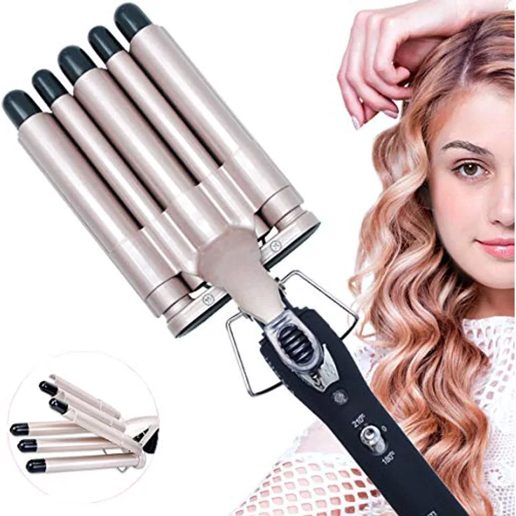 Lockenstab 5 Fässer Welleneisen für haare 25mm Lockenwickler mit Wellenstyler Turmalin Keramik Digitale Temperaturanzeige Keramikbeschichtung Lockenstäbe für Lange/kurze Haare
