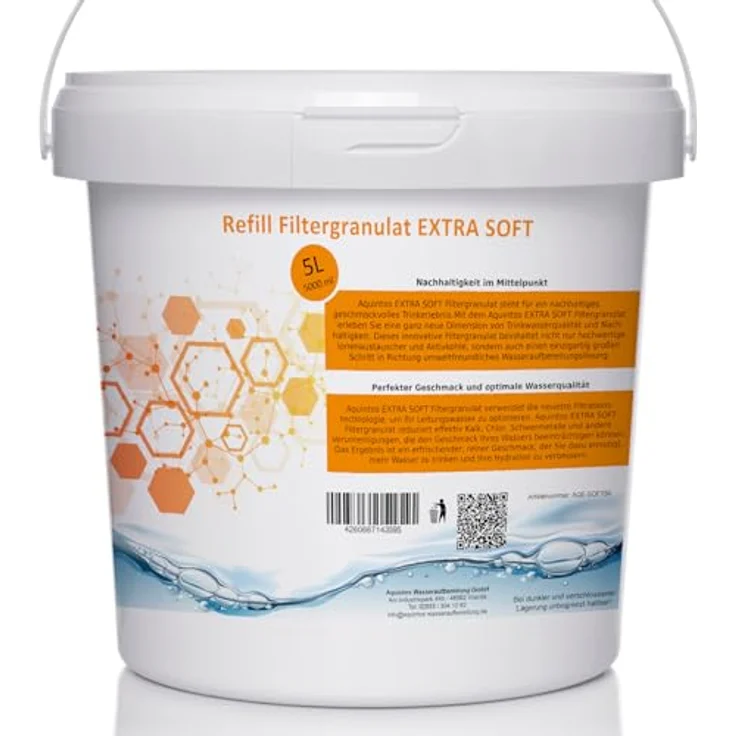 Refill Filtergranulat Ersatz für BWT soft und Aarke Pure Clean + Taste EXTRA SOFT Filtergranulat von Aquintos (5L ESOFT) – Bild 1