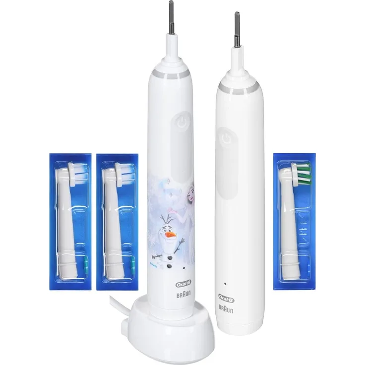 Braun Oral-B Pro 3 3000 Weiß+Oral-B Junior Frozen, oszillierende Zahnbürsten für Erwachsene und Kinder