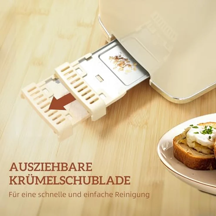 HOMCOM Toaster und Wasserkocher-Set, 1.7 L, 2200 W, 2-Schlitz-Toaster mit LED-Touchscreen, Cremeweiß – Bild 8