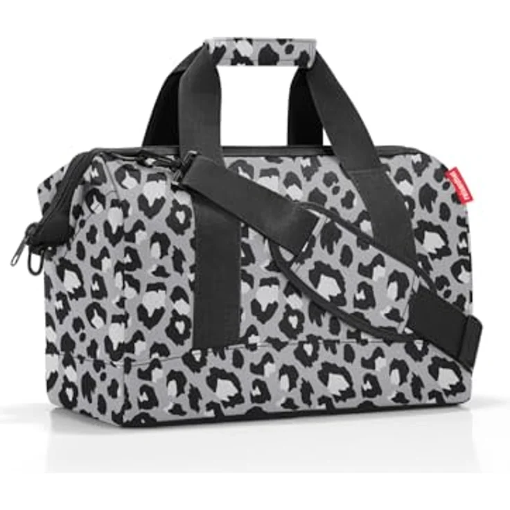 reisenthel Allrounder M Leo Nero, Handtasche mit Leopardenmuster, Schwarz, wasserabweisend, geräumig mit sechs Steckfächern, gepolsterte Tragegriffe und Schultergurt – Bild 3