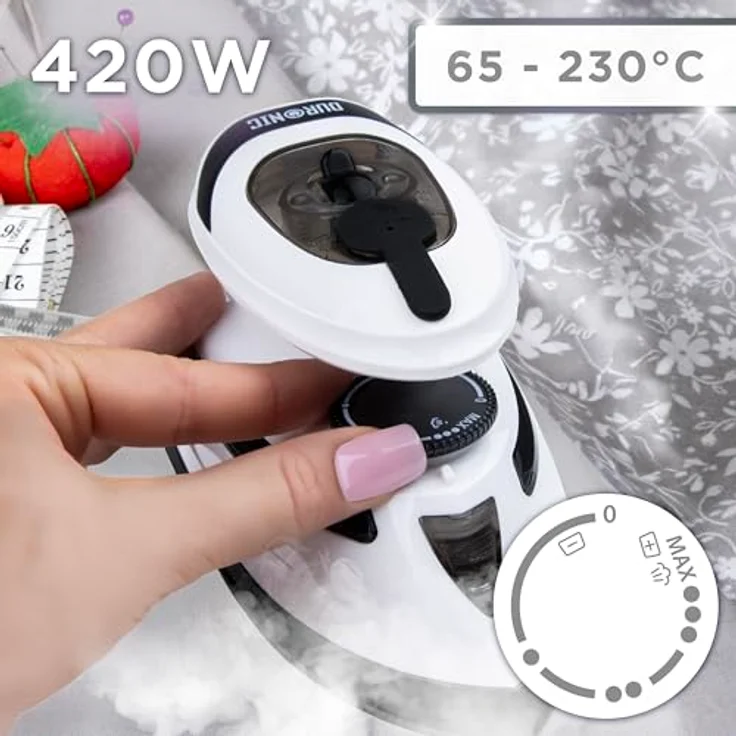 Duronic SI4 WB Mini Reisebügeleisen, 420W Dampfbügeleisen mit variabler Temperaturregelung und 2m Kabel, Schwarz-Weiß – Bild 3