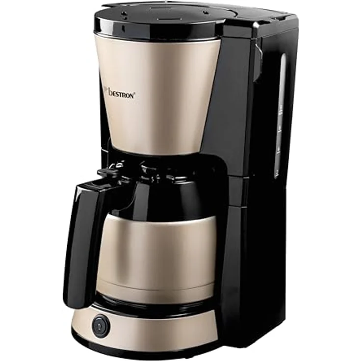 Bestron ACM1000SAT, Filter-Kaffeemaschine für 8 Tassen mit 1 Liter Thermokanne, Permanentfilter, Abschaltautomatik, 900 W, Farbe: Hellbeige – Bild 2
