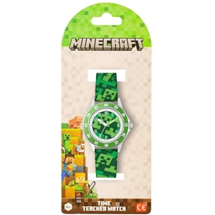 Minecraft Creeper MIN9033 Quarz-Armbanduhr für Lehrer, Grün, Modern, Kristallverzierung – Bild 3