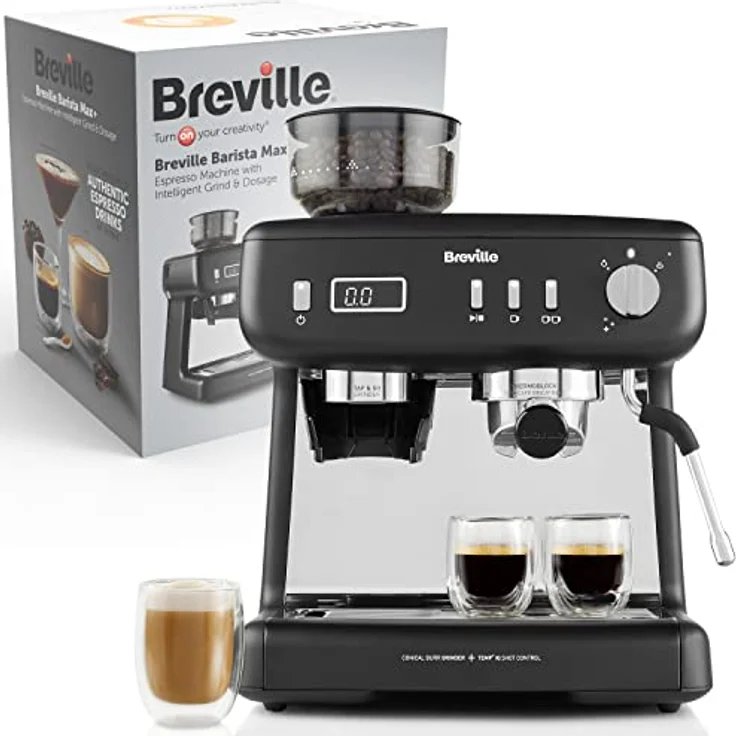 Breville Barista Espresso Max +, Siebträgermaschine mit integriertem Mahlwerk und 15 Bar Pumpendruck, Schwarz – Bild 1