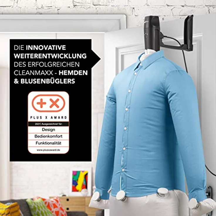 MAXXMEE Hemden- & Blusenbügler Kompakt 04067, 3 Stufen Trocknungszeit, schwarz-silber – Bild 2