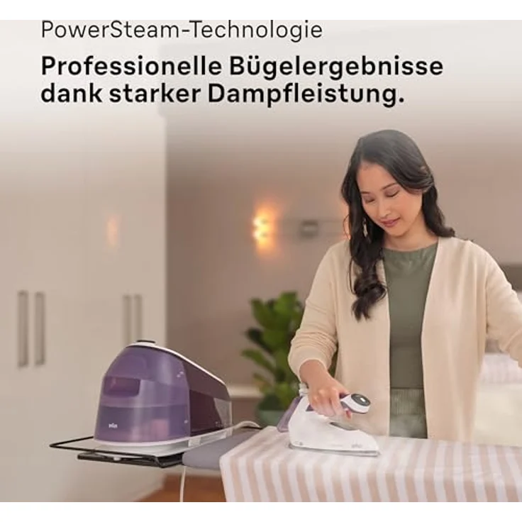 Braun CareStyle 5 IS5247VI Dampfbügeleisen mit FreeGlide-Technologie 3D, 145 g/min Dampf, schnelles Aufheizen, iCare-Modus, vertikales Bügeln, abnehmbarer 2-L-Tank, 2400 W, Violett – Bild 5