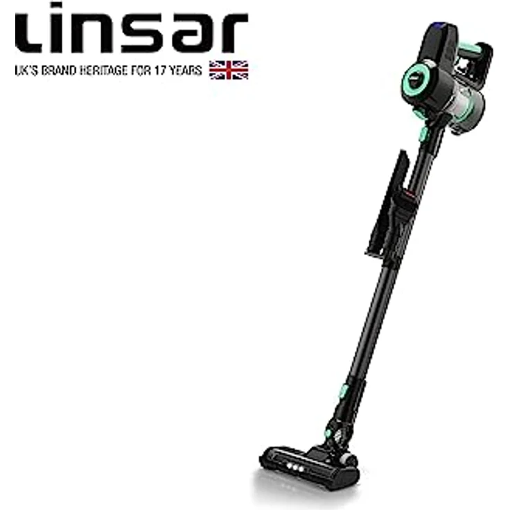 Linsar - Akku Staubsauger - Beutellos - 36 Min Laufzeit - Kabellos und inkl. Wandhalterung - Mit Breiter LED-Elektrobürste, HEPA-Filter und Bürstenlosem Motor - Für alle Bodenarten (Groß) – Bild 2