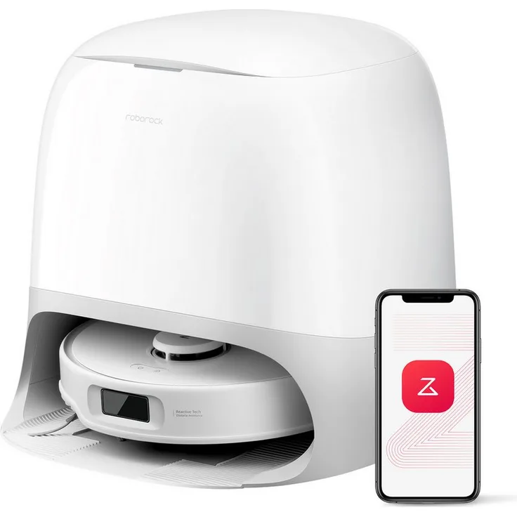 Roborock Qrevo Curv S5X, Saugroboter mit 18500 Pa Saugkraft, Dual Anti-Tangle-System, Heißwasser-Moppwäsche 75°C, intelligente Schmutzerkennung, Absaugstation