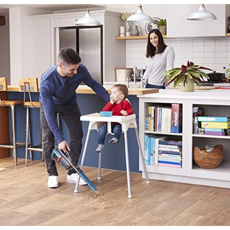 Black+Decker Lithium Dustbuster BHHV320B mit Cyclonic Action – 12V, 25AW, Akku Handstaubsauger mit ausziehbarer Fugendüse & Ladestation – Beutelloser, kabelloser Staubsauger – Titanium-Blau – Bild 5